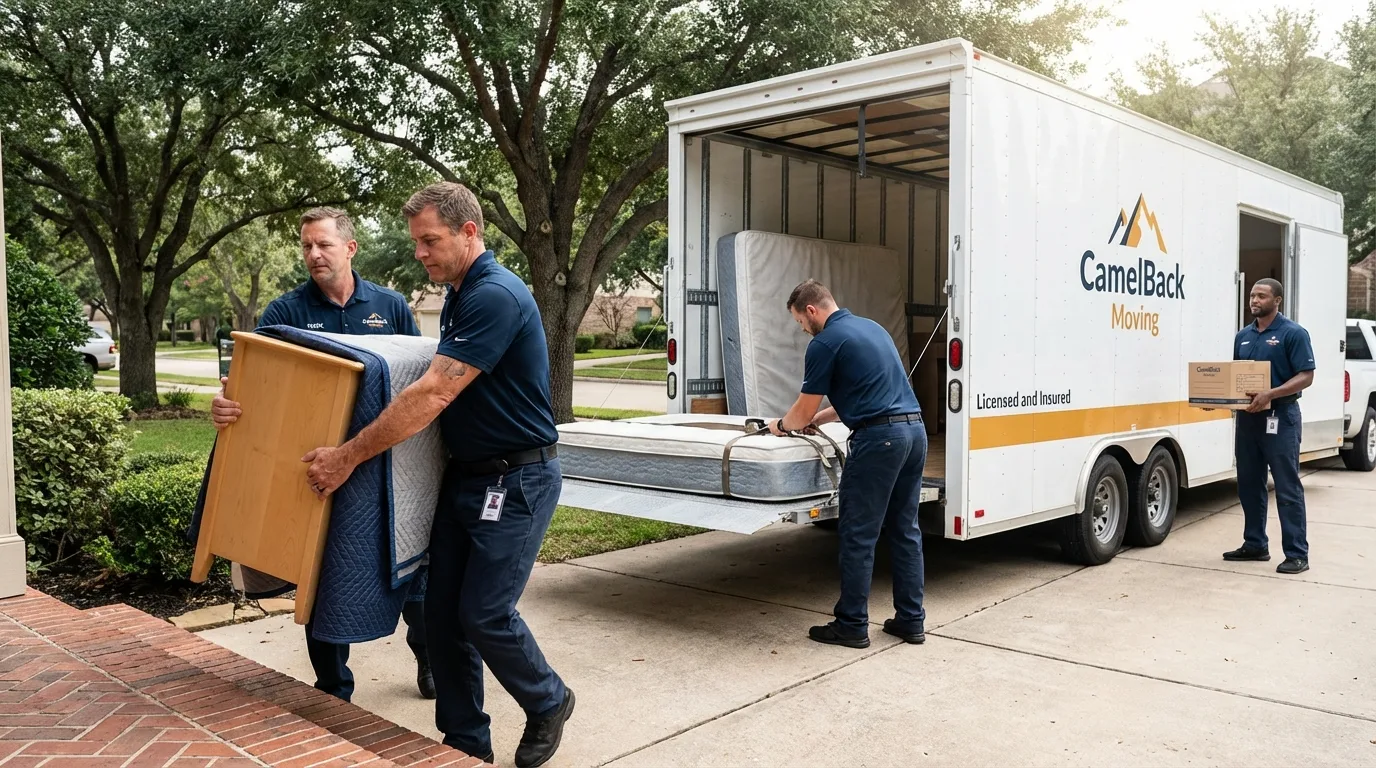 Crew loading residential truck for cross-state move from Gladwin, MI