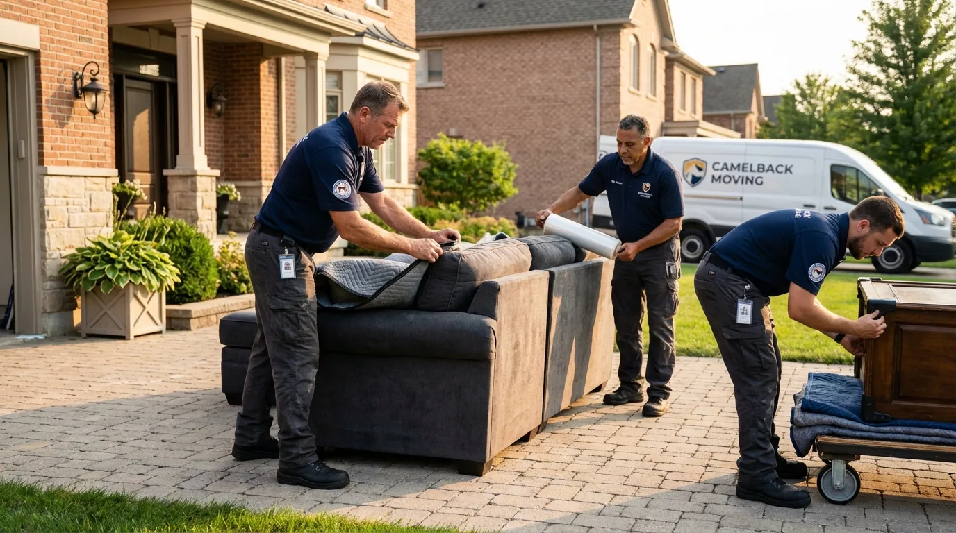 Large estate moving crew wrapping furniture in Gladwin, MI